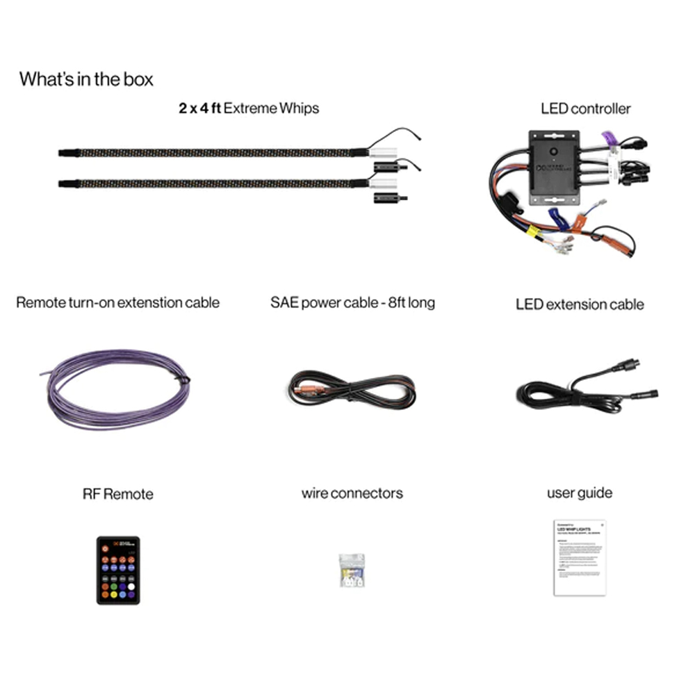 Ecoxgear Extreme Whip Kit 2 x 4ft plus LEDCast Controller - SEI-LEDZ4WHP4X2AU